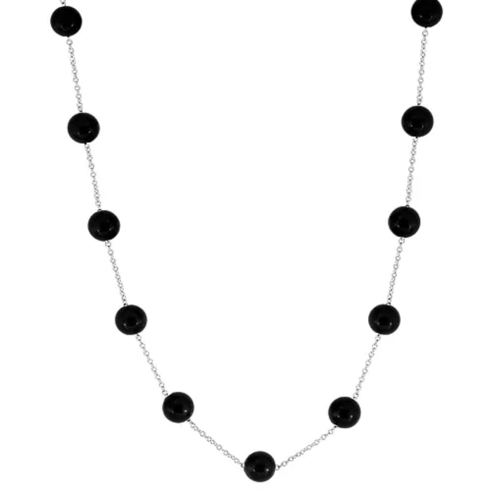 EFFY® Onyx Bead Collar Necklace in Sterling Silver - Picture 2 of 7